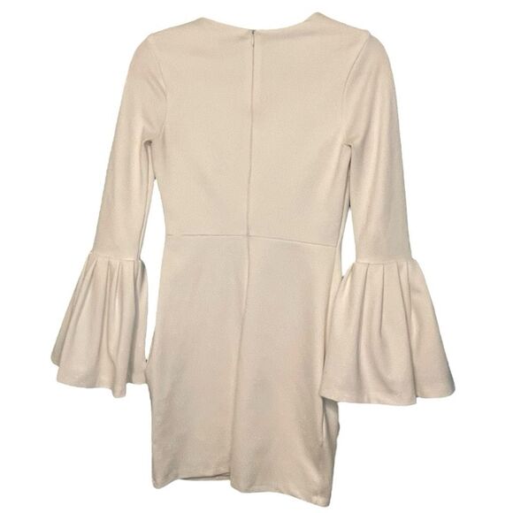 Lulu's Gimme Some Flair White Flounce Sleeve Bodycon Dress Ivory Heavyweight Kni - Picture 6 of 9